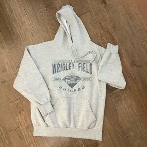 Wrigley Field MV Sport Gray and Navy Hooded Sweatshirt, M